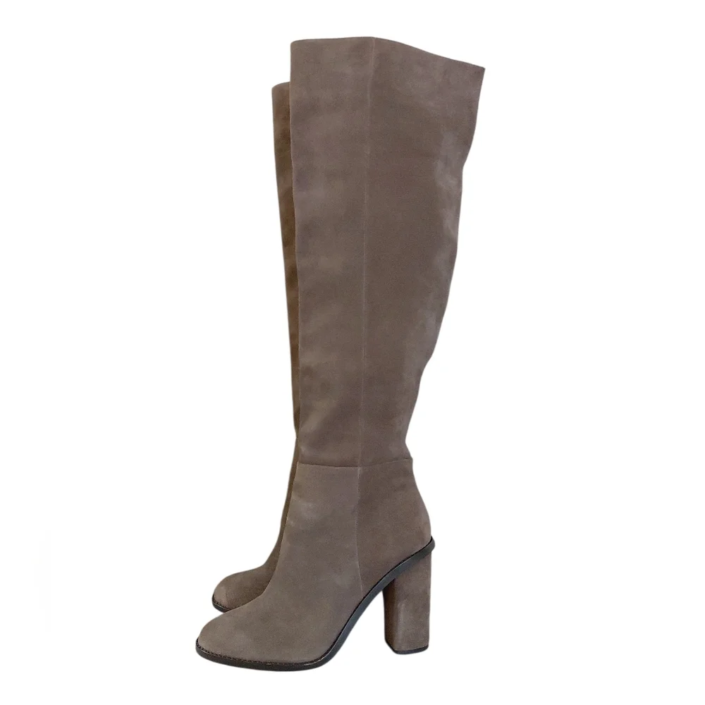 Gianni Bini Barrine Suede Over-the-Knee Block Heel Wide-Calf Boots Size 8.5